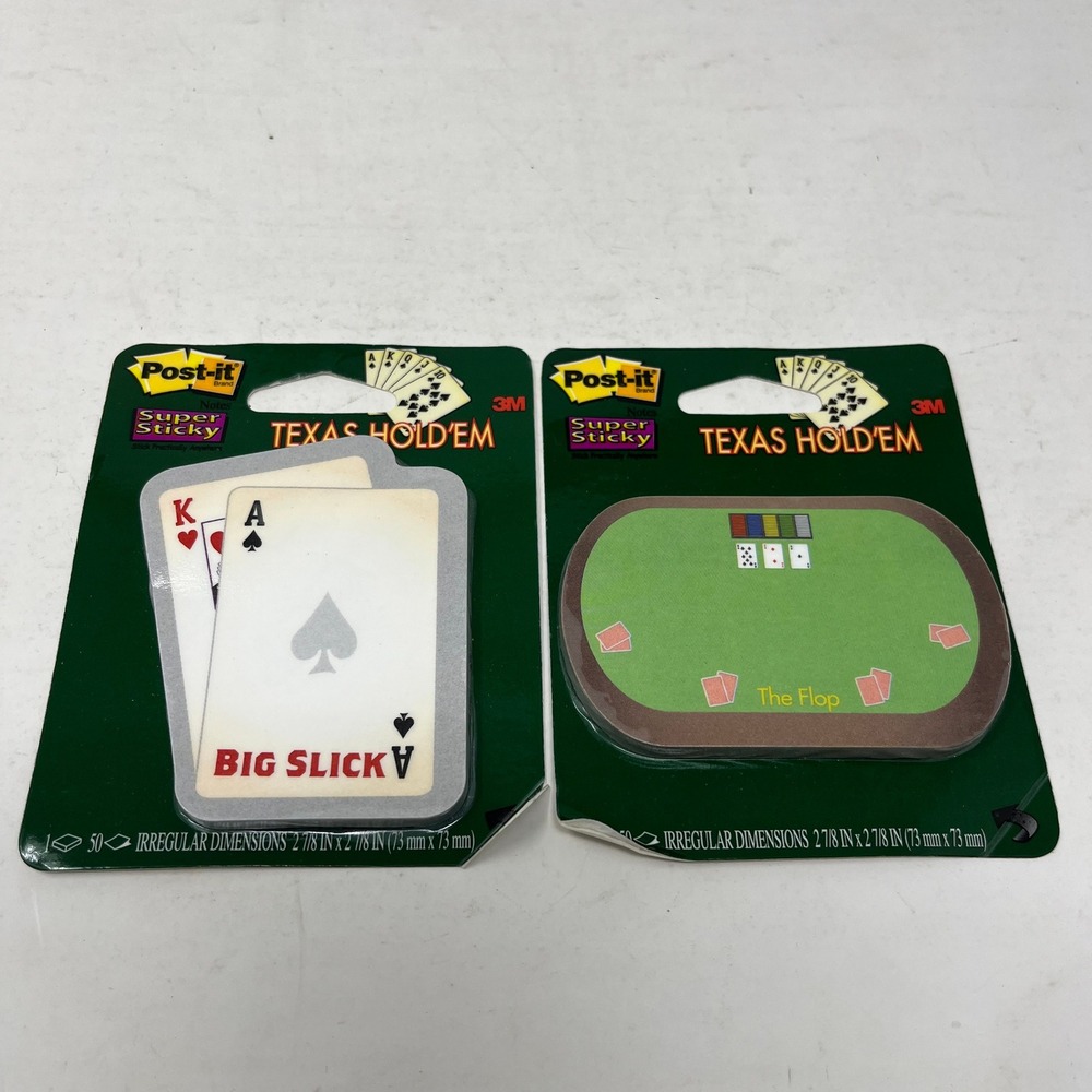 Post-it Super Sticky Notes Texas Holdem Poker Big Slick The Flop 2 Pack 6370-TSS